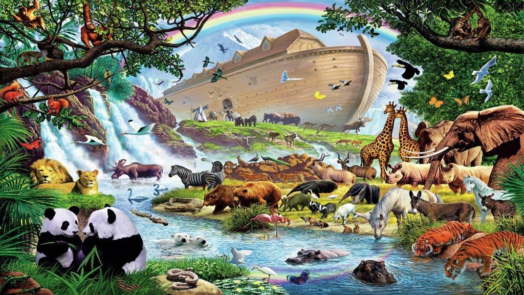 mating pairs of animals leaving Noah's ark