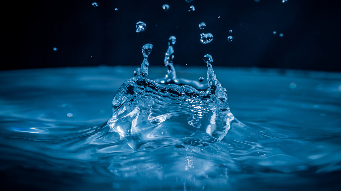 High magnification of a water splash