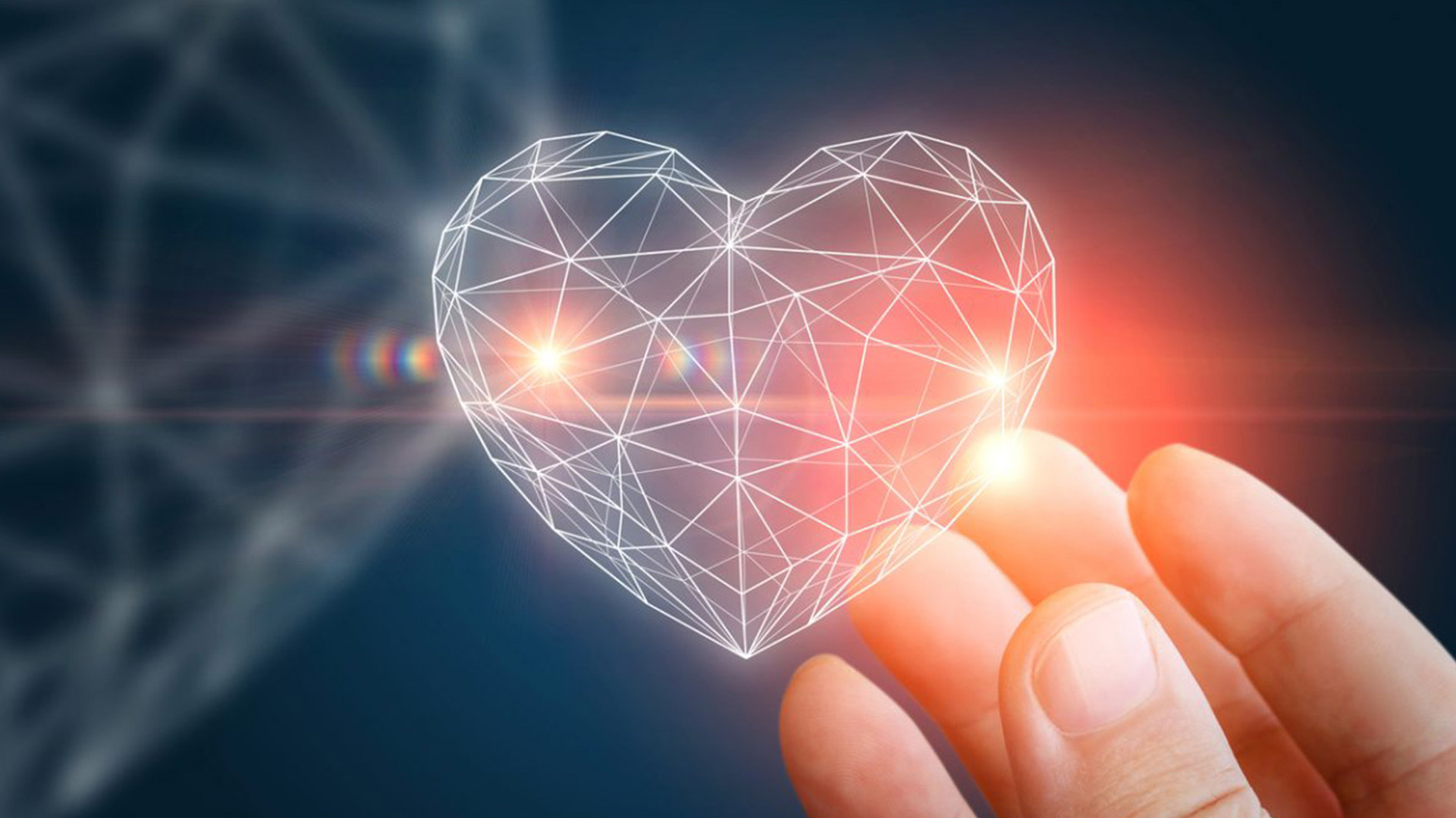 3D wire frame illuminated heart