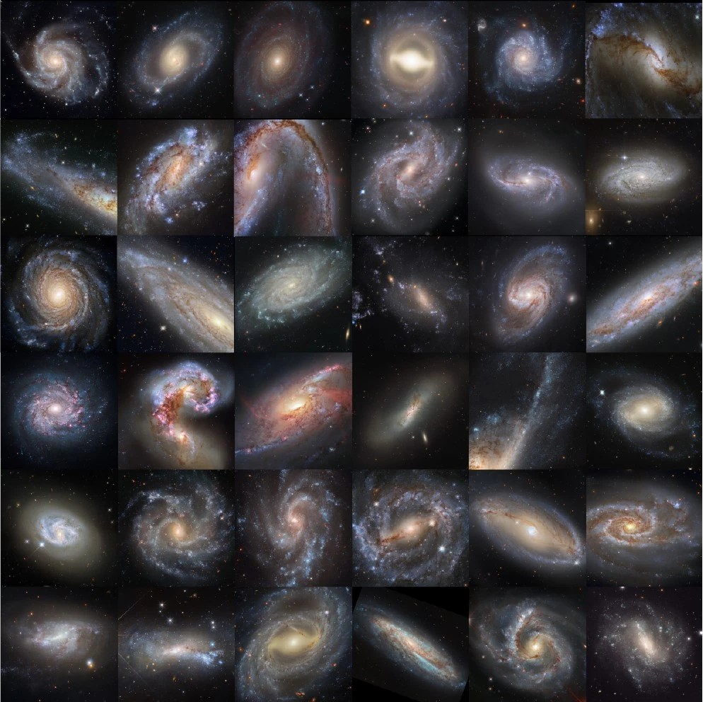As recently as 2019, there were only 19 published galaxies that contained distances as measured by Cepheid variable stars that also were observed to have type Ia supernovae occur in them. We now have distance measurements from individual stars in galaxies that also hosted at least one type Ia supernova in 42 galaxies, 35 of which have excellent Hubble imagery. Those 35 galaxies are shown here. (Credit: A.G. Riess et al., ApJ, 2022)