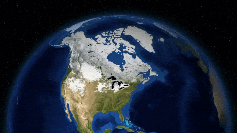 Animation showing ice loss from the north pole